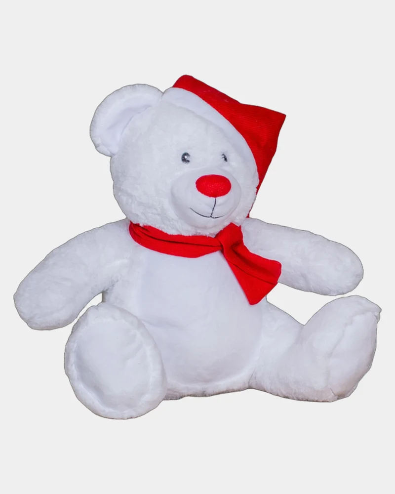 Peluche ourson de Noël bonnet et écharpe à personnaliser