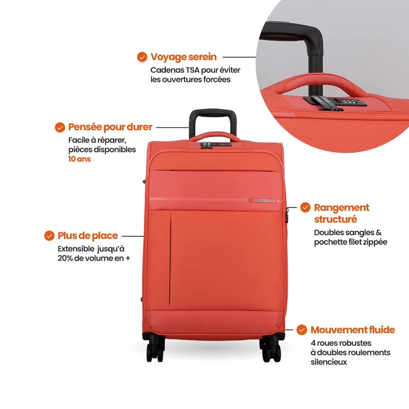 Valise médium 67 cm - Monthélys Jump | Organisation simplifiée