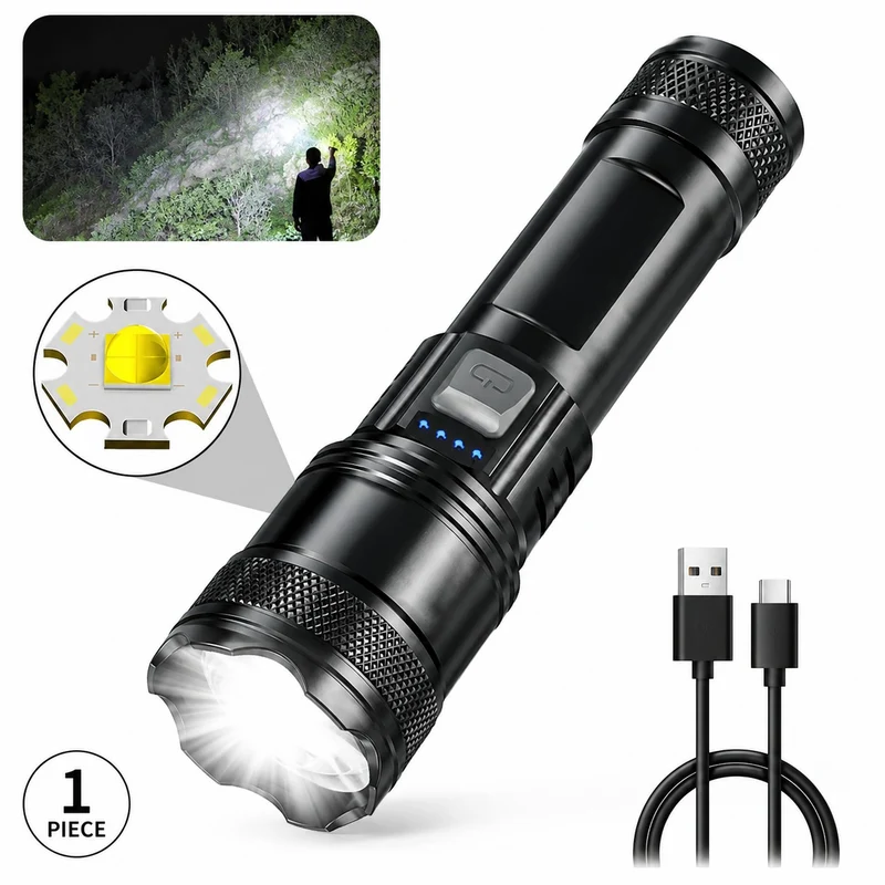 Lampe torche puissante LED zoom randonnée