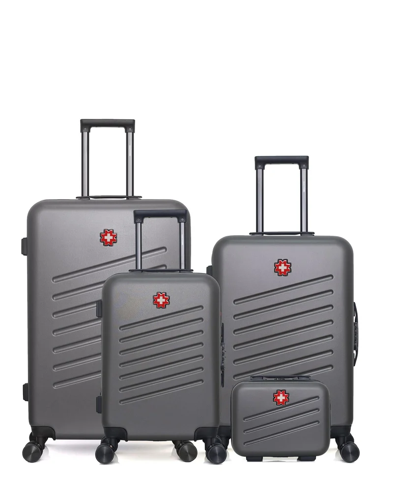 Lot de 4 Valises Rigides Grand Format, Taille Moyenne, Cabine et Vanity ZURICH