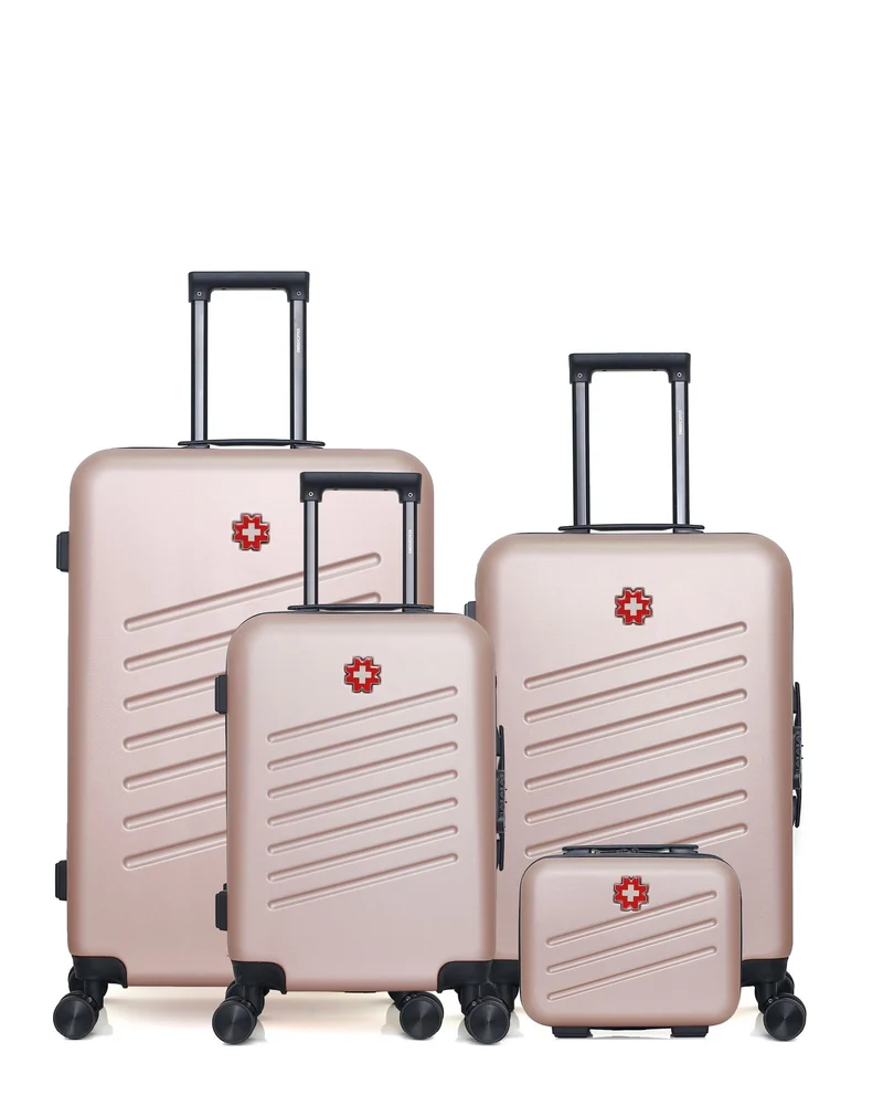 Lot de 4 Valises Rigides Grand Format, Taille Moyenne, Cabine et Vanity ZURICH