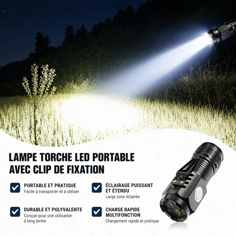 Lampe torche LED puissante randonnée