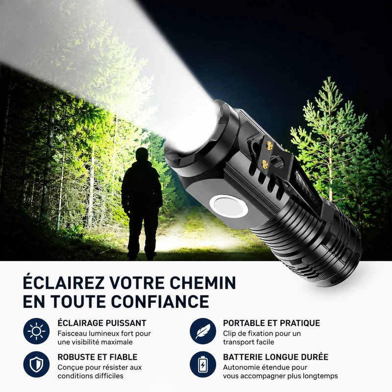 Lampe torche LED puissante randonnée