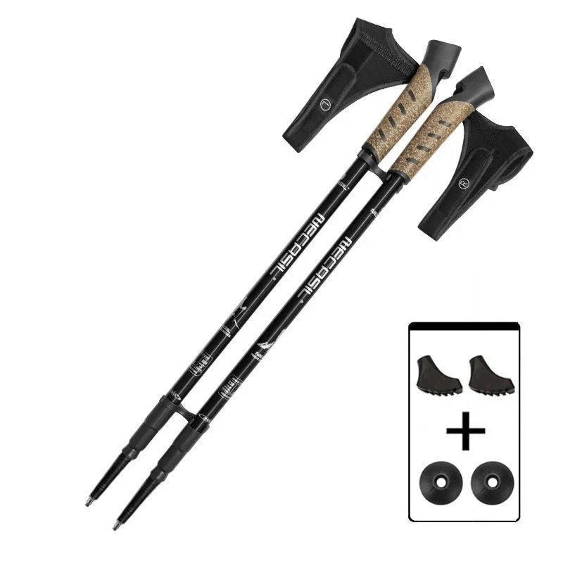Bâtons de randonnée télescopiques aluminium réglables 2 pièces