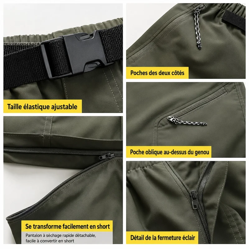 Pantalon randonnée mixte convertible zip
