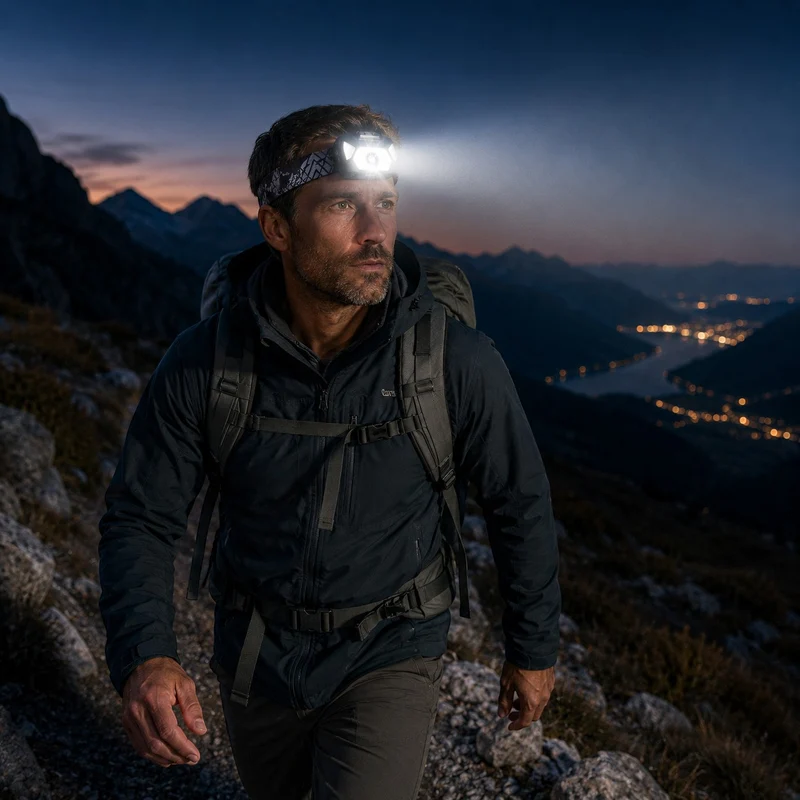 Lampe frontale puissante LED rechargeable randonnée
