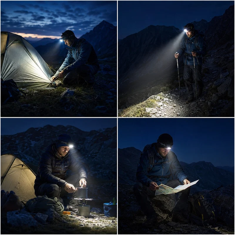 Lampe frontale puissante LED rechargeable randonnée