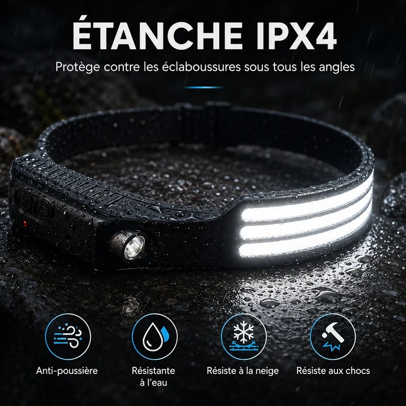 Lampe frontale LED puissante randonnée