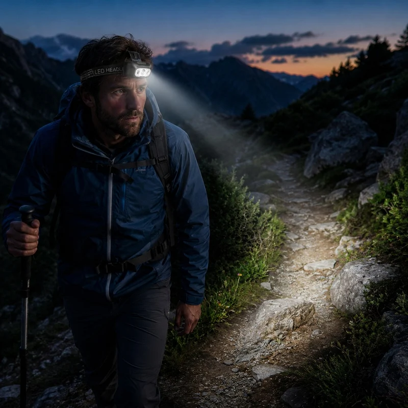 Lampe frontale LED étanche randonnée