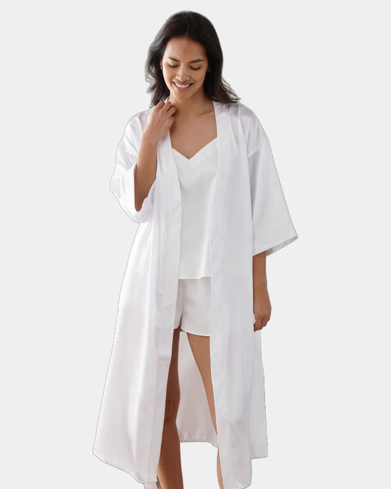 Peignoir satin femme manches 3/4 à personnaliser