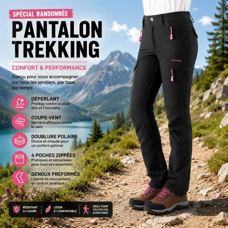 Pantalon trekking femme imperméable hiver