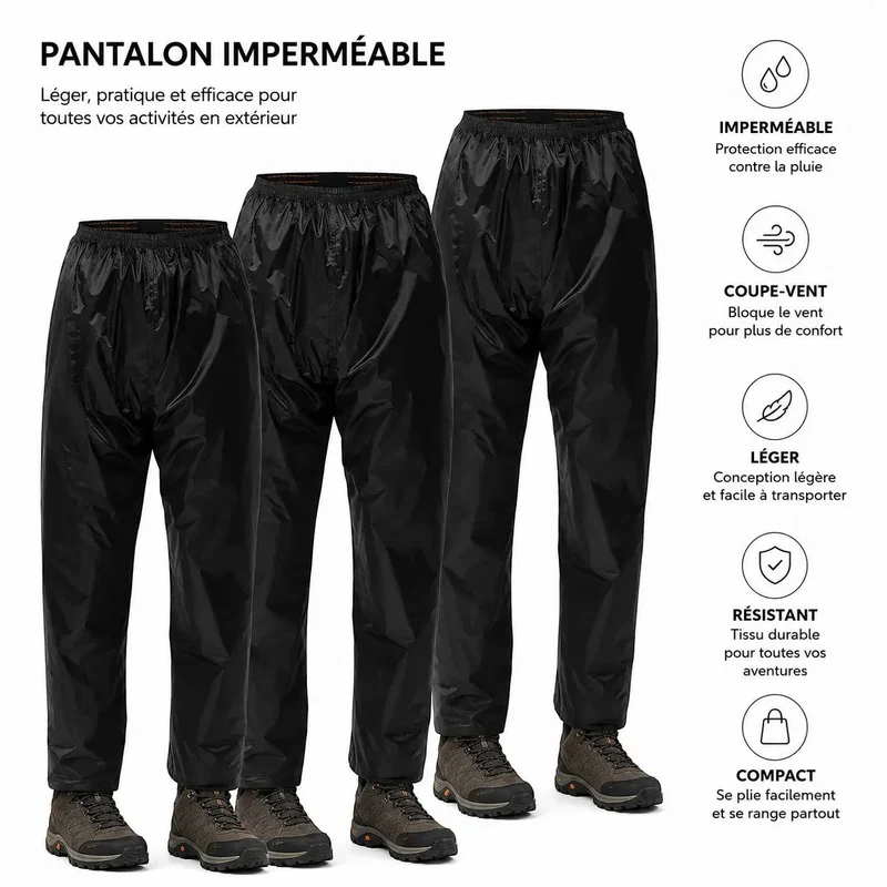 Pantalon pluie randonnée mixte imperméable