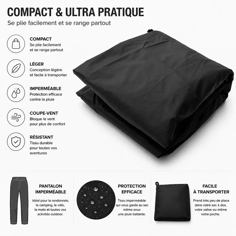 Pantalon pluie randonnée mixte imperméable