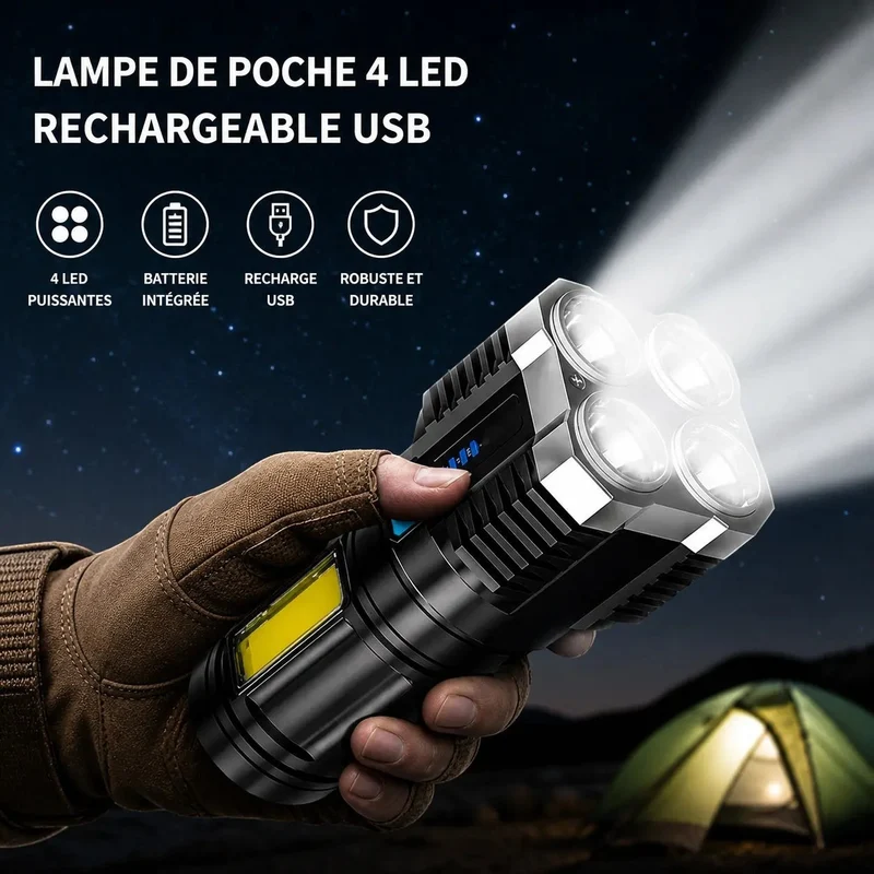 Lampe torche LED compacte camping randonnée