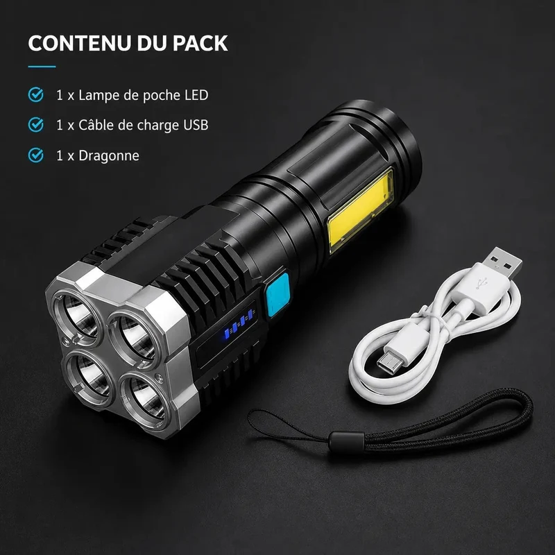 Lampe torche LED compacte camping randonnée
