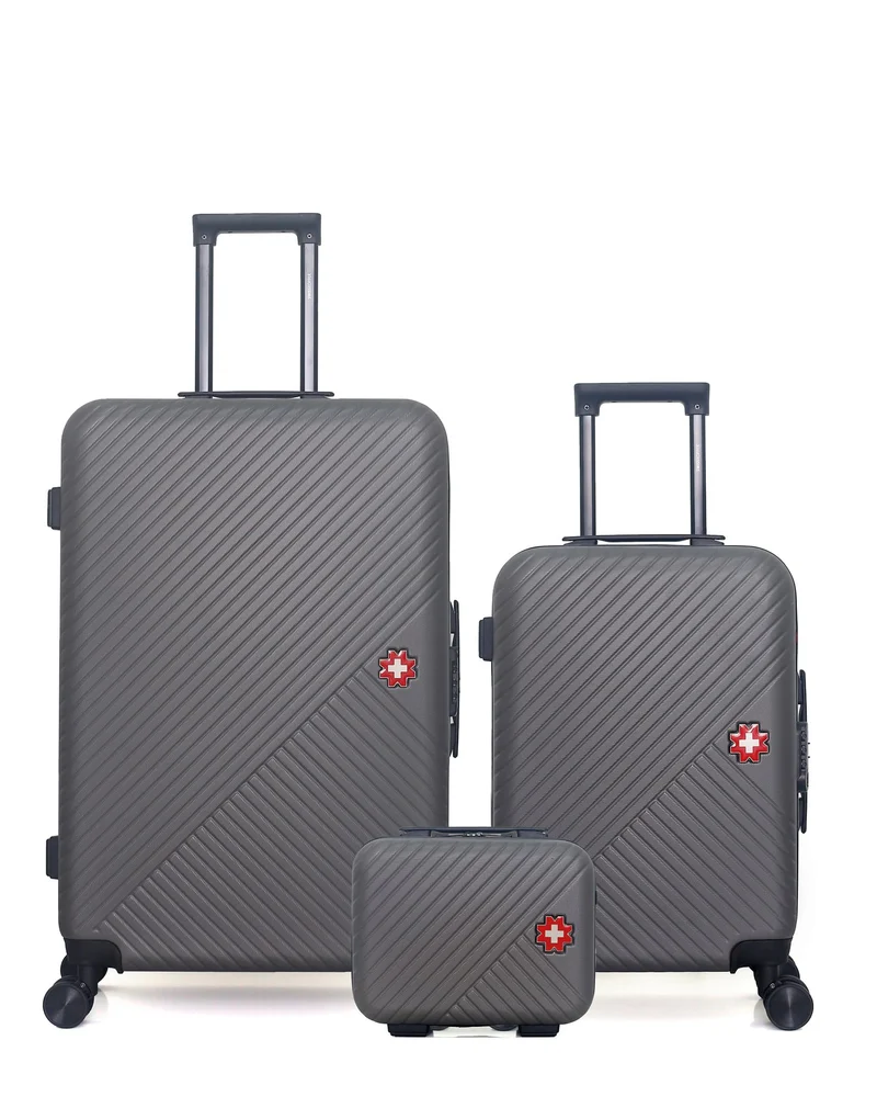 Lot de 3 Valises Rigides Grand Format, Cabine et Vanity SPIEZ