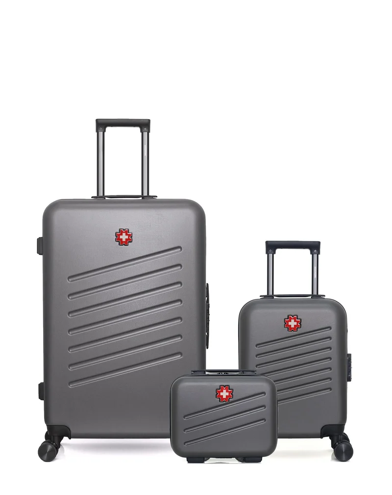 Lot de 3 Valises Rigides Grand Format, Cabine XXS et Vanity ZURICH