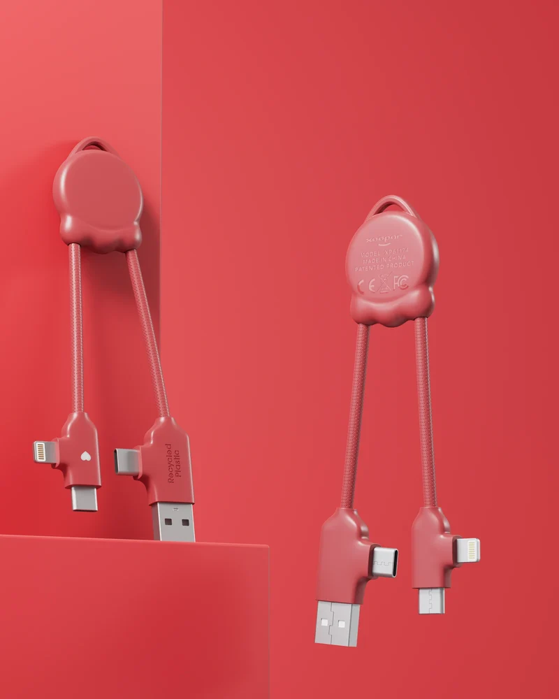 Câble de charge plastique recyclé Octomini à personnaliser