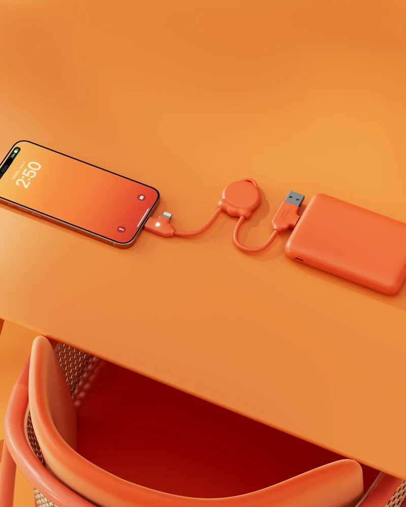 Câble de charge plastique recyclé Octomini à personnaliser