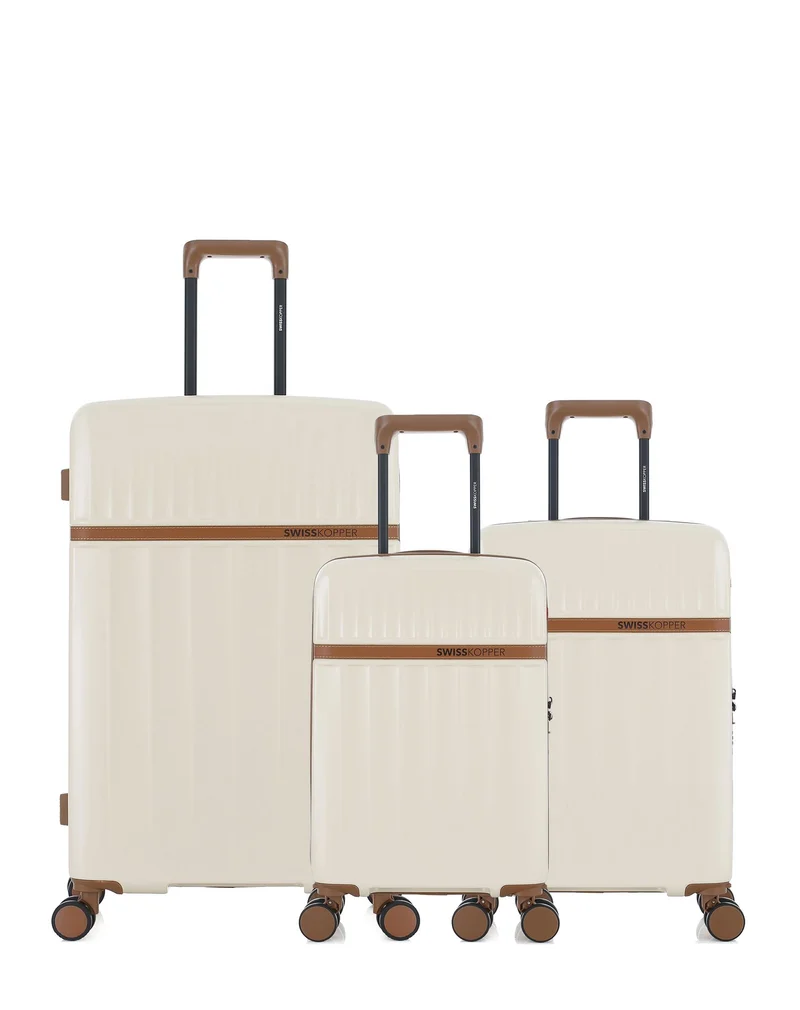 Lot de 3 Valises Rigides Grand Format, Cabine et Cabine XS ZERMATT