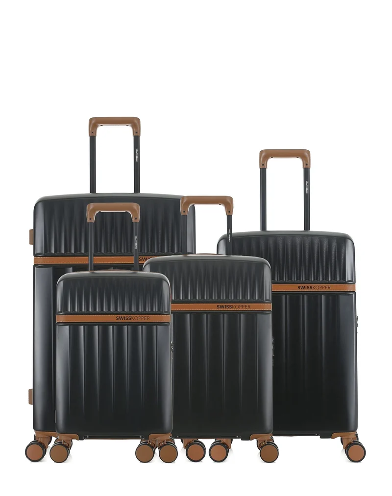 Lot de 4 Valises Rigides Grand Format, Taille Moyenne, Cabine et Cabine XS ZERMATT