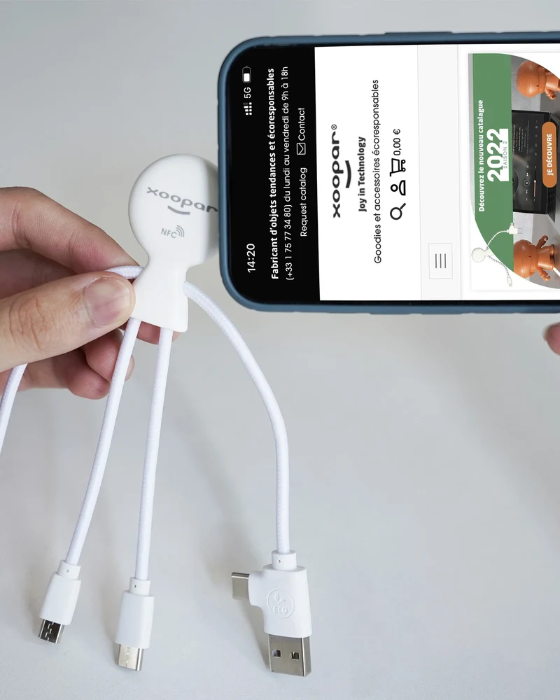 Câble de charge multi-connecteurs NFC à personnaliser