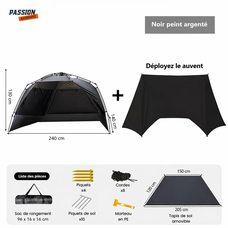 Tente camping familiale 3-4 personnes automatique