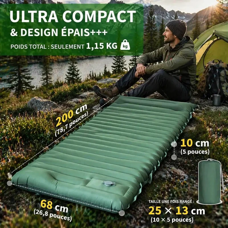 Matelas de couchage randonnée avec pompe pied