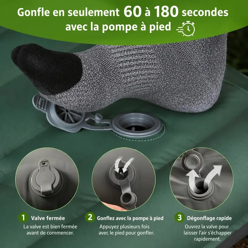 Matelas de couchage randonnée avec pompe pied