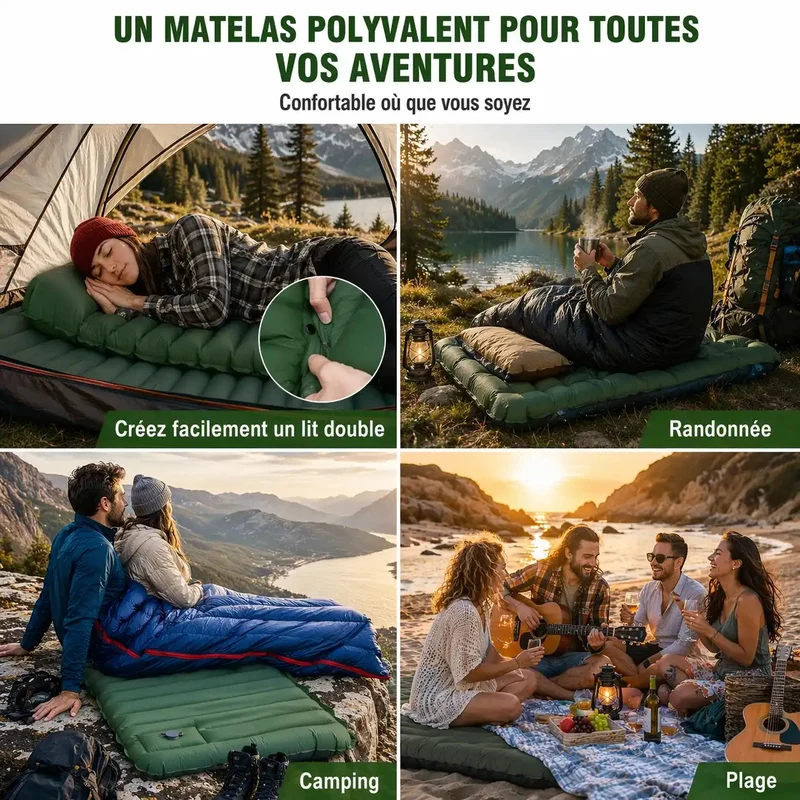 Matelas de couchage randonnée avec pompe pied