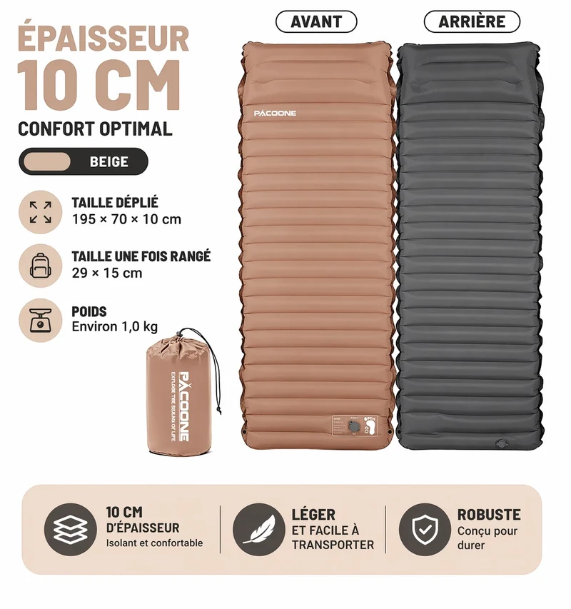 Matelas autogonflant randonnée épais ultraléger