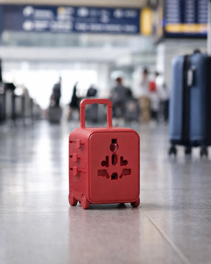 Adaptateur compact rouge Luggie à personnaliser