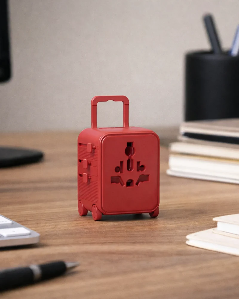 Adaptateur compact rouge Luggie à personnaliser