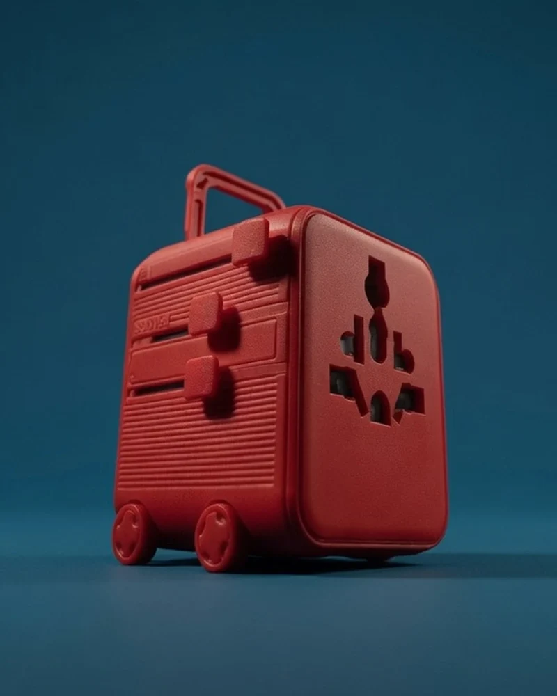 Adaptateur compact rouge Luggie à personnaliser