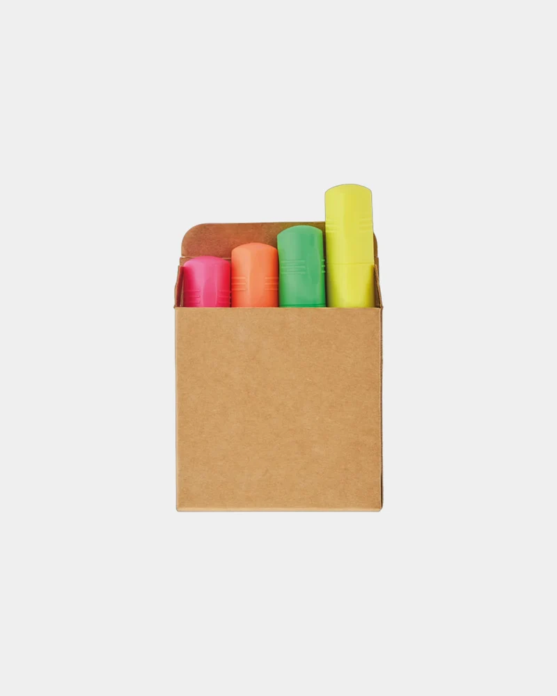 Set de 4 surligneurs boîte kraft à personnaliser