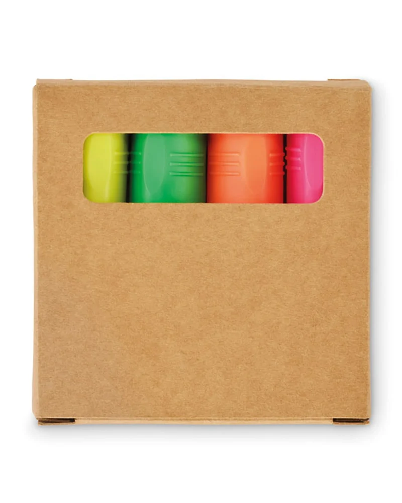Set de 4 surligneurs boîte kraft à personnaliser