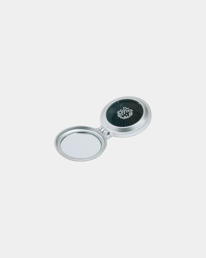 Brosse miroir pliable ABS finition argentée à personnaliser