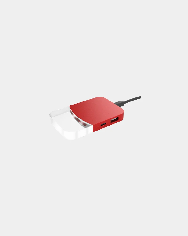 Hub de charge ABS rouge Mini Ilo à personnaliser