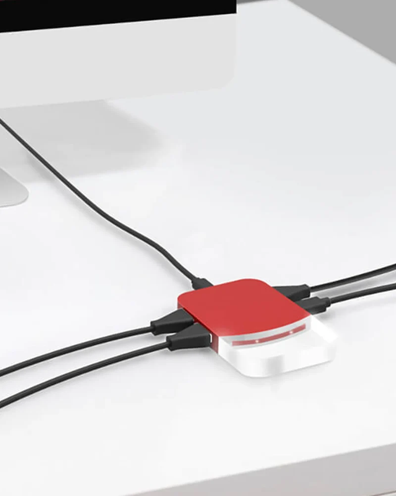 Hub de charge ABS rouge Mini Ilo à personnaliser