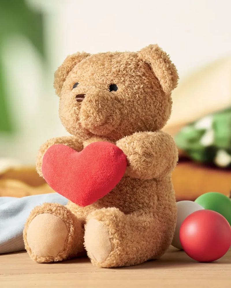 Peluche ourson polyester 23 cm cœur à personnaliser
