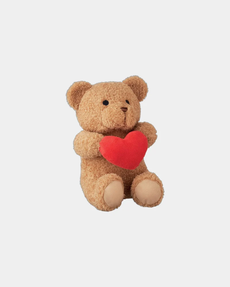 Peluche ourson polyester 23 cm cœur à personnaliser