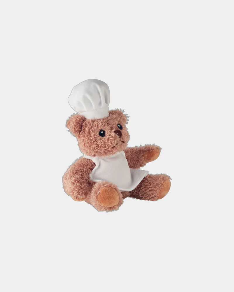 Peluche ours chef cuisinier 17 cm à personnaliser
