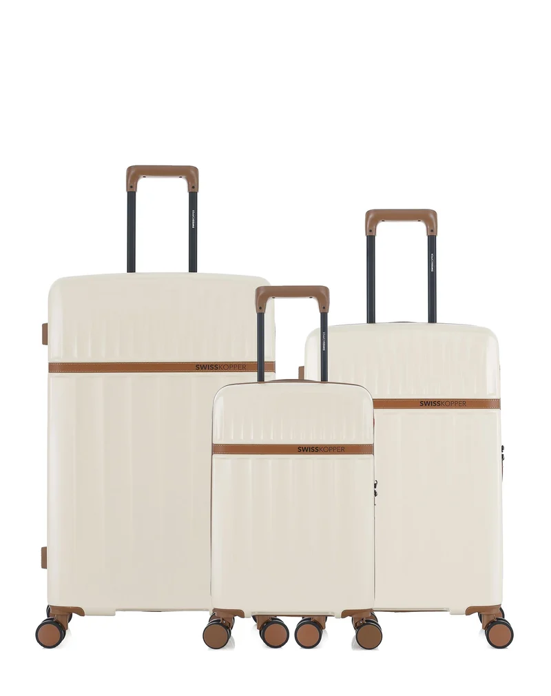 Lot de 3 Valises Rigides Grand Format, Taille Moyenne et Cabine XS ZERMATT