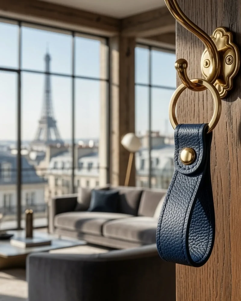 Porte-clés cuir recyclé INÉ à personnaliser