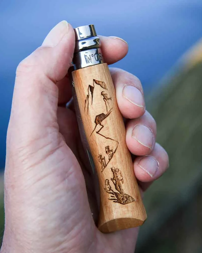 Couteau acier inoxydable Opinel N°08 Gravure Rando à personnaliser