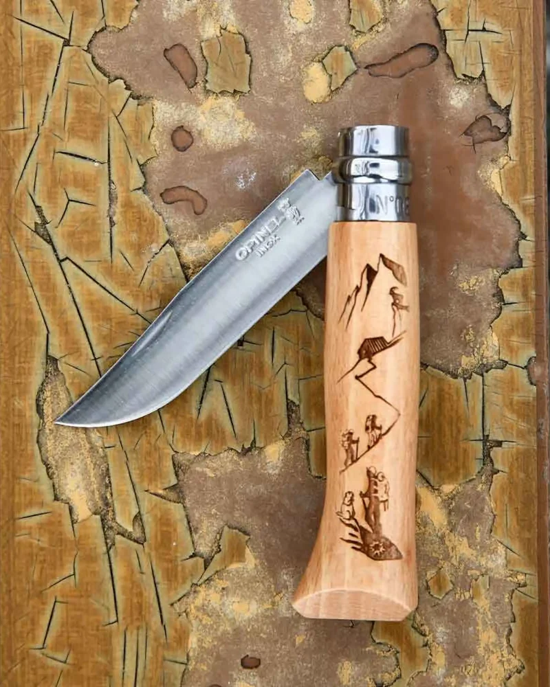 Couteau acier inoxydable Opinel N°08 Gravure Rando à personnaliser