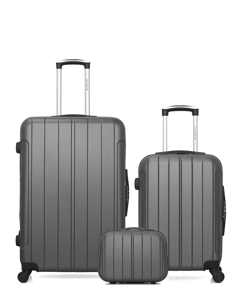 Lot de 3 Valises Rigides Grand Format, Cabine et Vanity NAPOLI