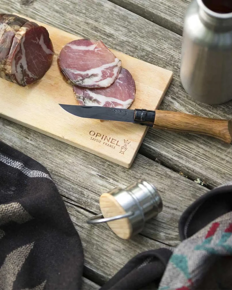 Couteau acier inoxydable Opinel N°08 Chêne Black à personnaliser