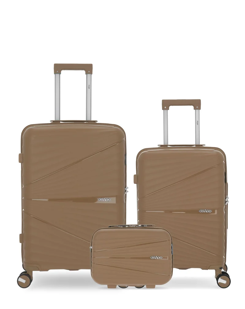 Lot de 3 Valises Rigides Taille Moyenne, Cabine et Grand Vanity VELA