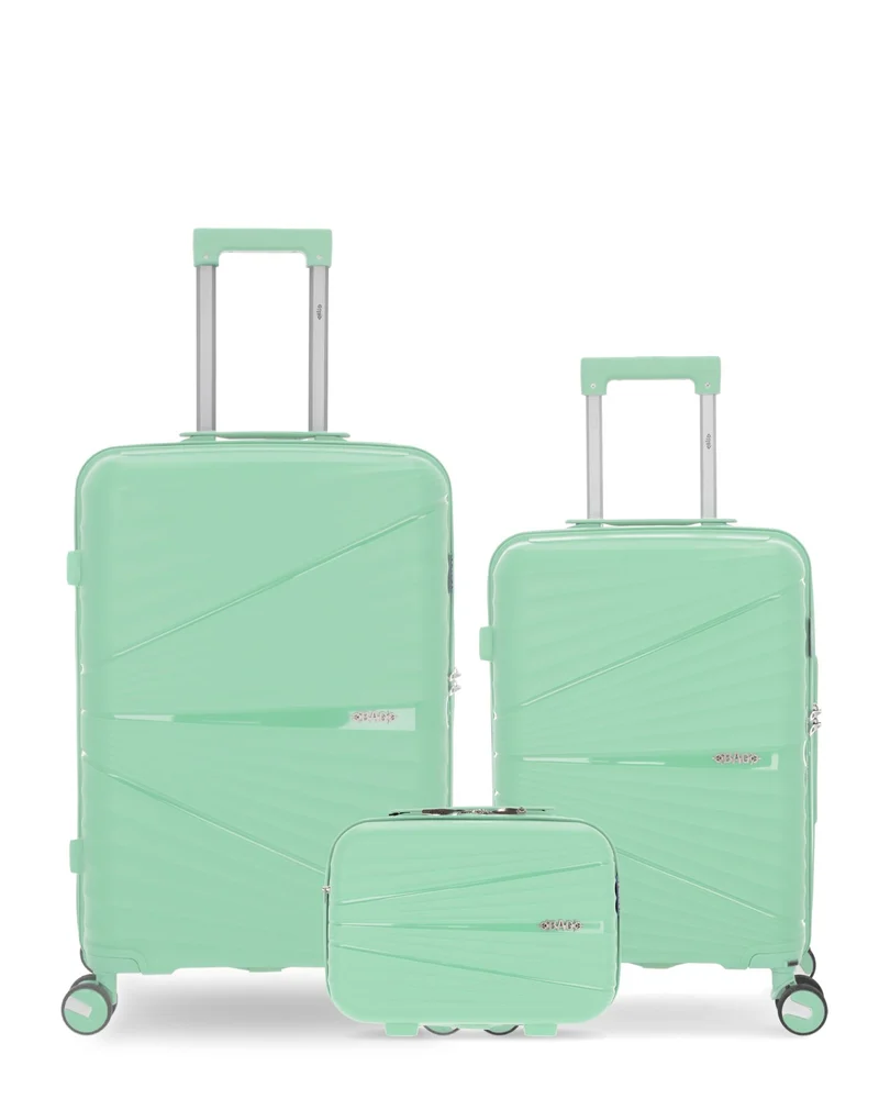 Lot de 3 Valises Rigides Taille Moyenne, Cabine et Grand Vanity VELA